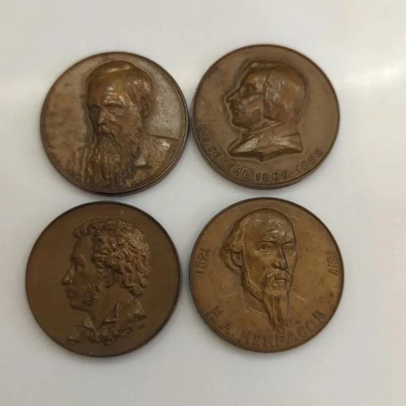 Classics of Russian Literature Bronze Medallions - Picture 1 of 11
